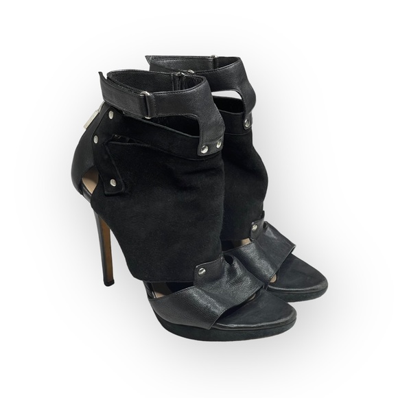 Herve Leger 𖤐 Platform Suede Leather Stiletto Heel Ankle Booties 𖤐 Black 37 7 - Picture 11 of 17